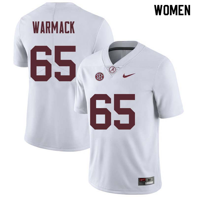 Women #65 Chance Warmack Alabama Crimson Tide College Football Jerseys Sale-White - Click Image to Close